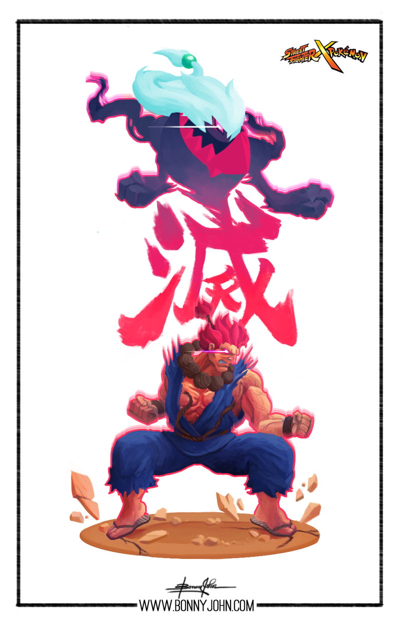 Illustration for article titled SF x PKMN Mini Art Series Finale! Akuma x _______ ?!